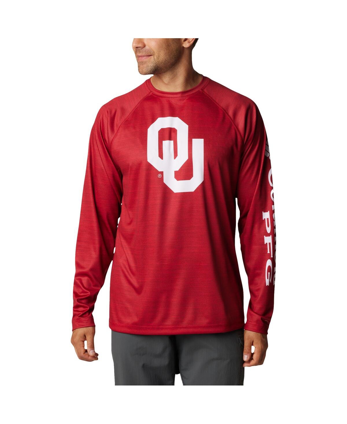 Columbia Men's  Crimson Oklahoma Sooners Pfg Terminal Tackle Omni-shade Raglan Long Sleeve T-shirt