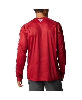 Men's Crimson Oklahoma Sooners PFG Terminal Tackle Omni-Shade Raglan Long Sleeve T-shirt