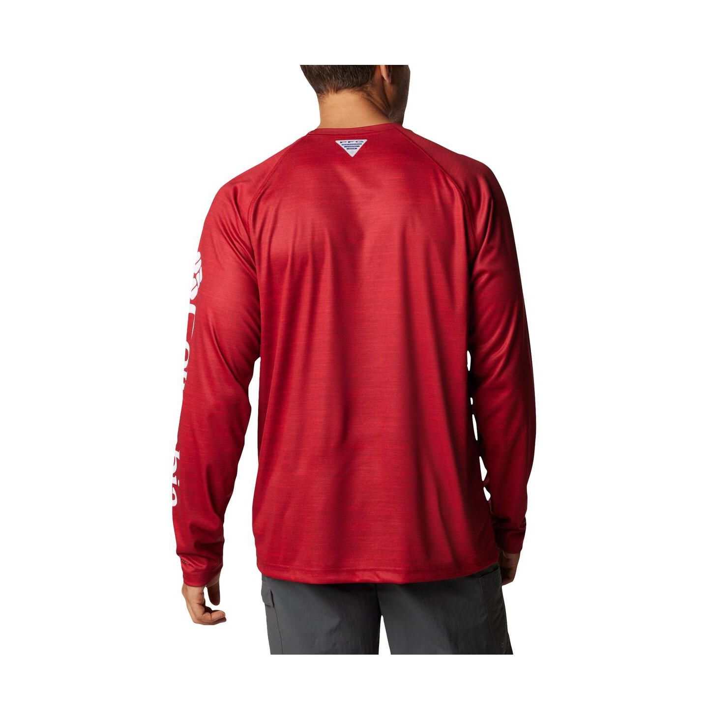 Мужская футболка Columbia Crimson Oklahoma Sooners PFG Terminal Tackle Omni-Shade Raglan Long Sleeve — фото 3