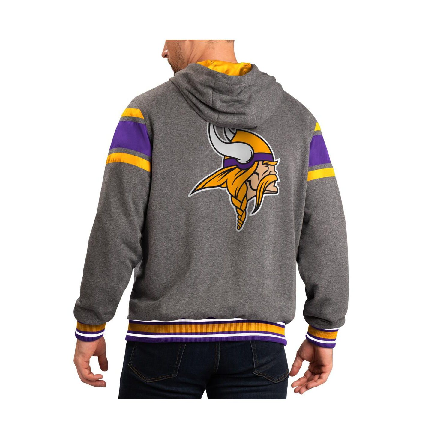 Мужские худи G-III Sports by Carl Banks Purple, Gray Minnesota Vikings Extreme Full Back Reversible Full-Zip Jacket — фото 2