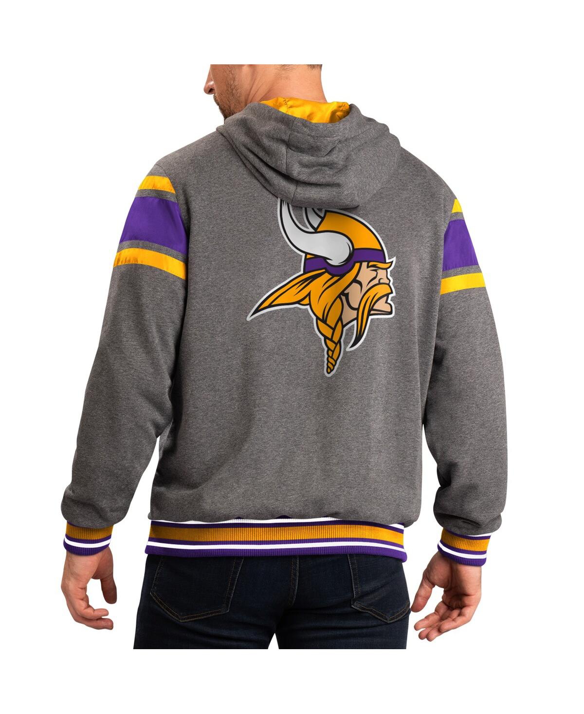 Shop G-iii Sports By Carl Banks Men's  Purple, Gray Minnesota Vikings Extreme Full Back Reversible Hoodie  In Purple,gray