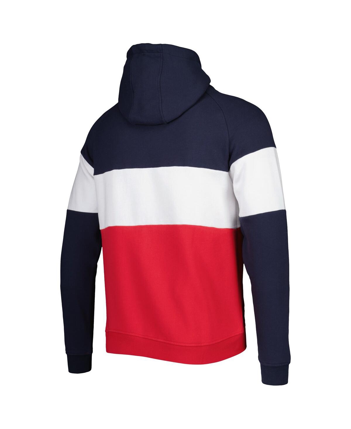 Shop New Era Men's  Red New England Patriots Colorblock Current Pullover Hoodie