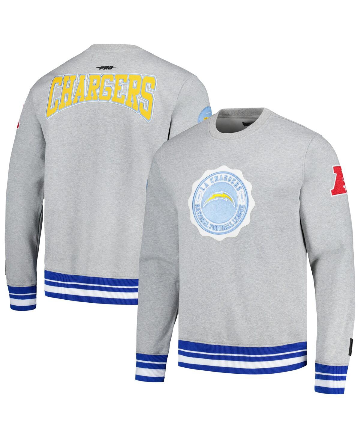 Shop Pro Standard Men's  Heather Gray Los Angeles Chargers Crest Emblem Pullover Sweatshirt