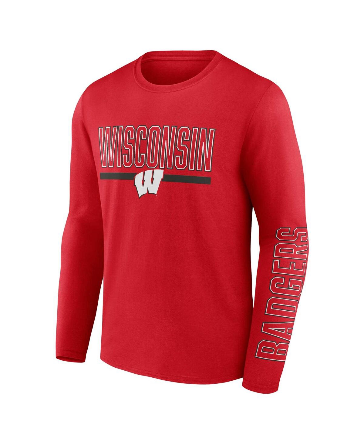 Shop Profile Men's  Red Wisconsin Badgers Big And Tall Two-hit Graphic Long Sleeve T-shirt