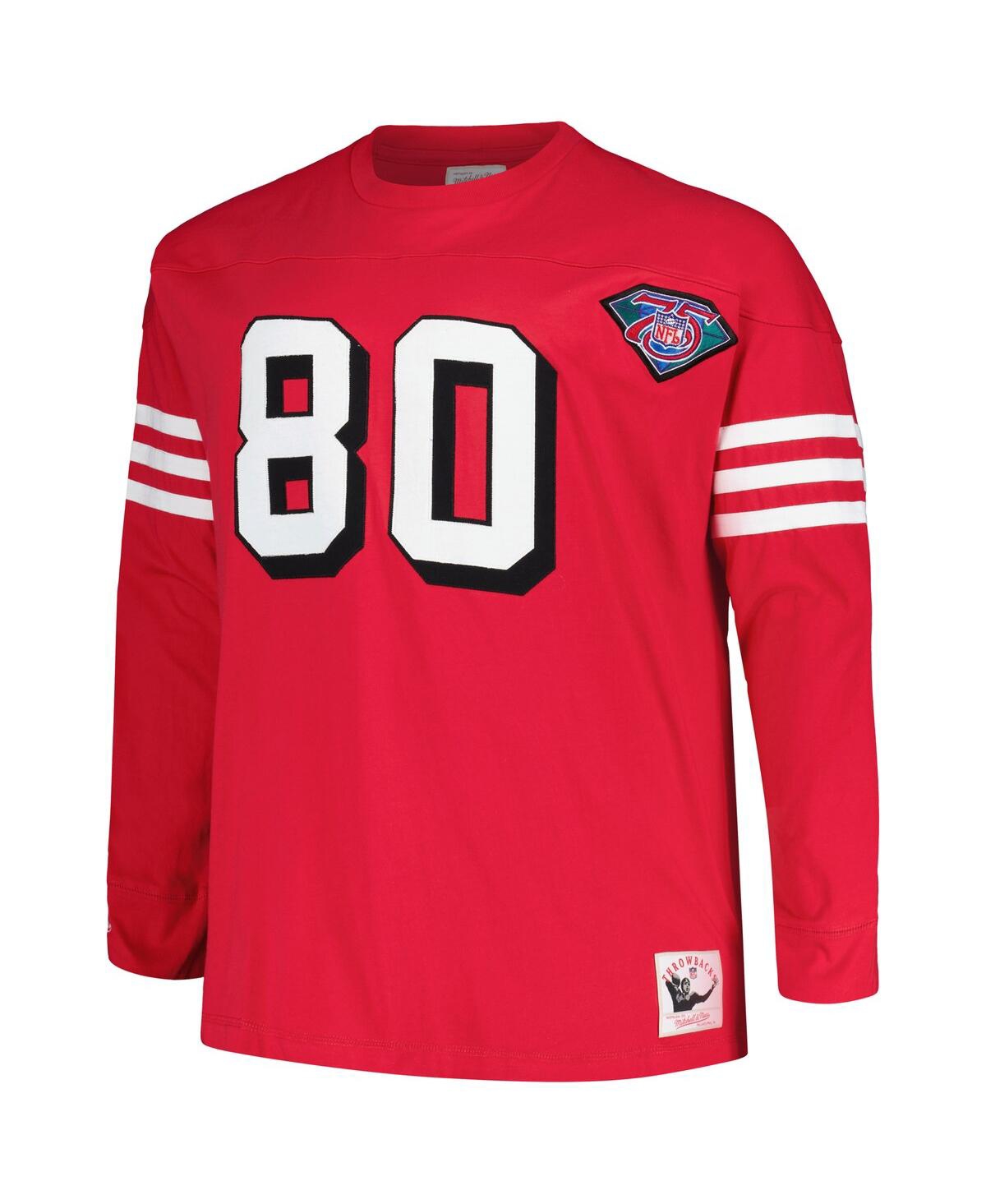 Men's Mitchell & Ness Jerry RiceSan Francisco 49ers Big and Tall Cut and Sew Player Name and Number Long Sleeve T-shirt - Scarlet