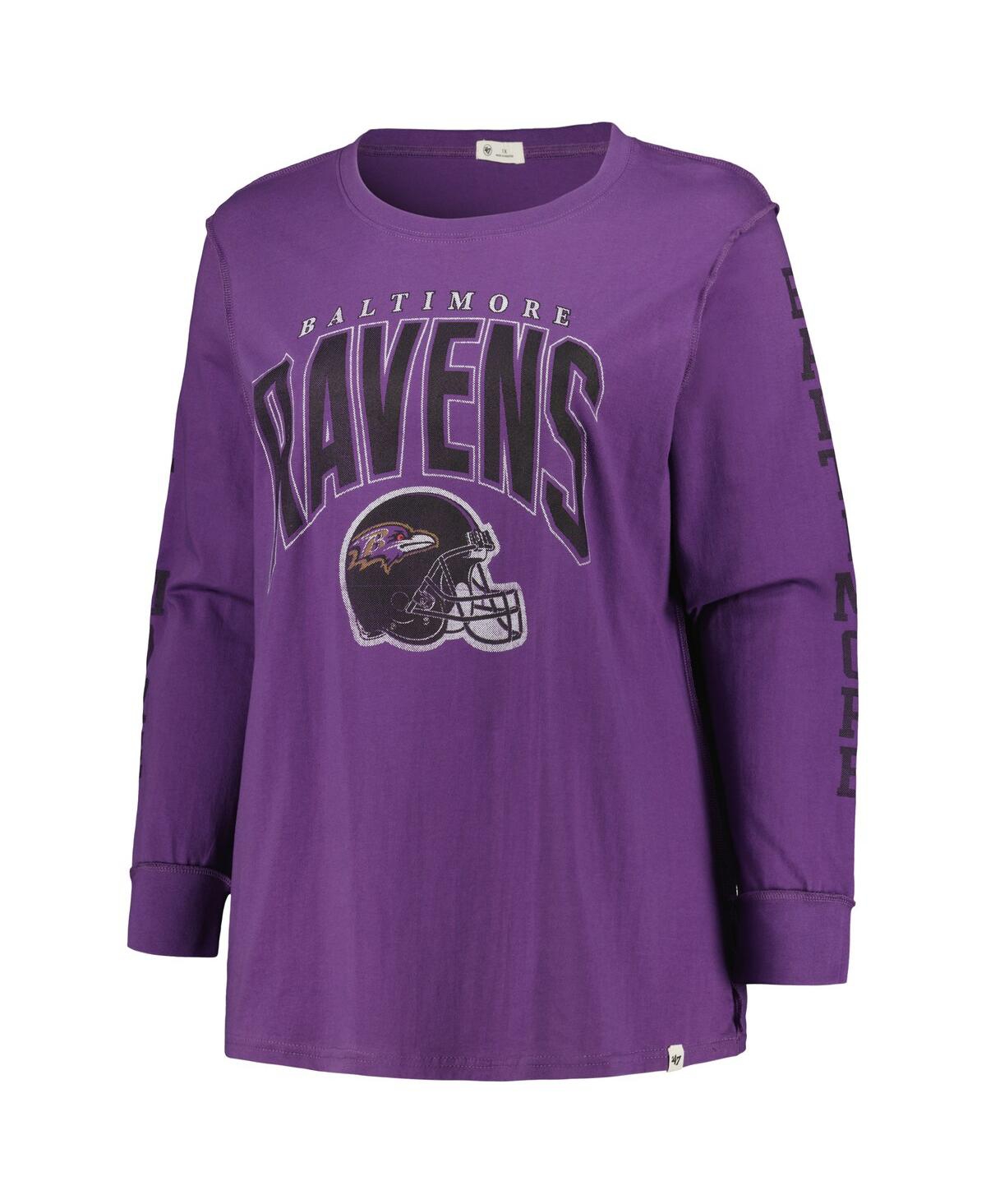 Shop 47 Brand Women's ' Purple Baltimore Ravens Plus Size Honey Cat Soa Long Sleeve T-shirt