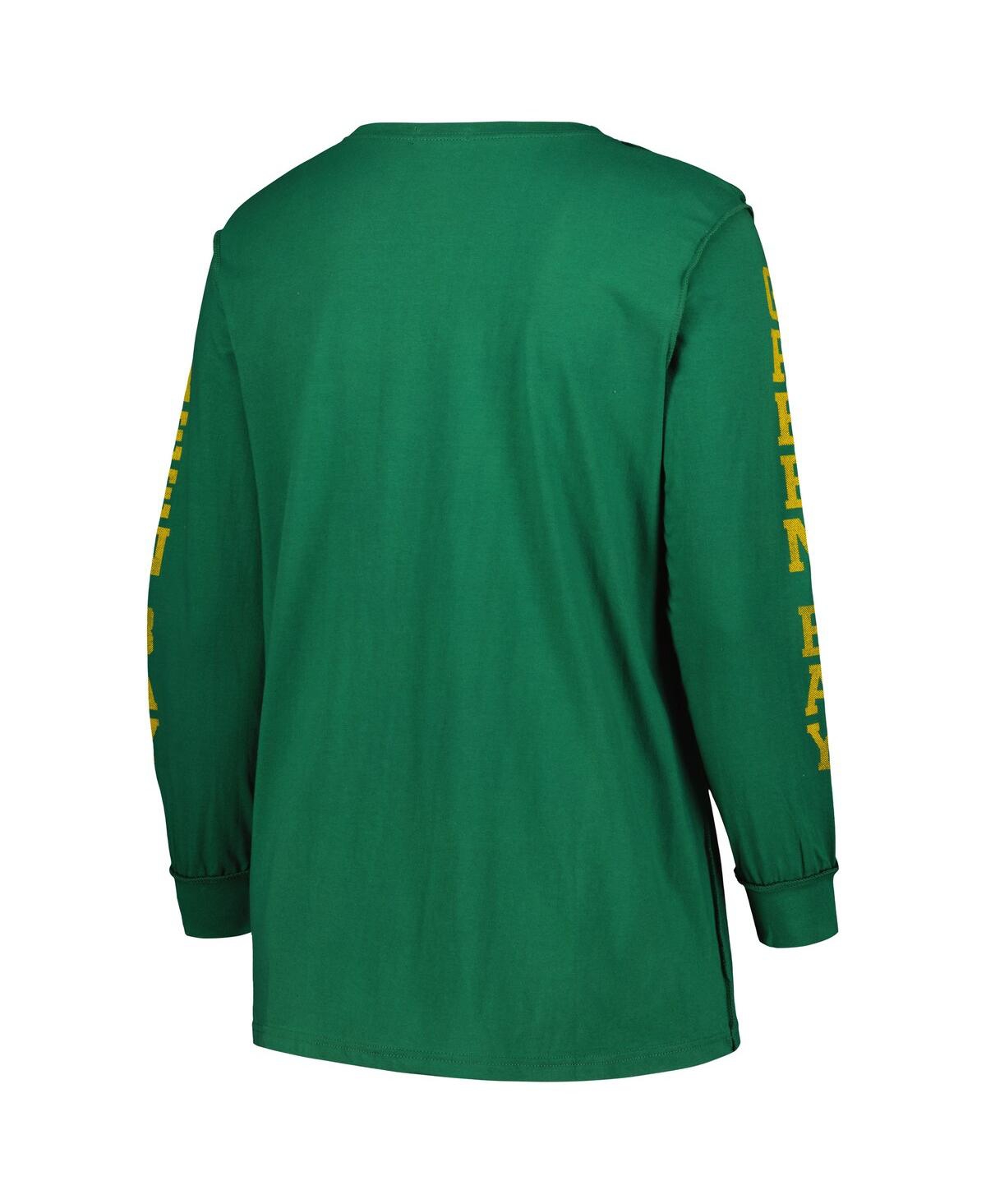 Shop 47 Brand Women's ' Green Distressed Green Bay Packers Plus Size Honey Cat Soa Long Sleeve T-shirt