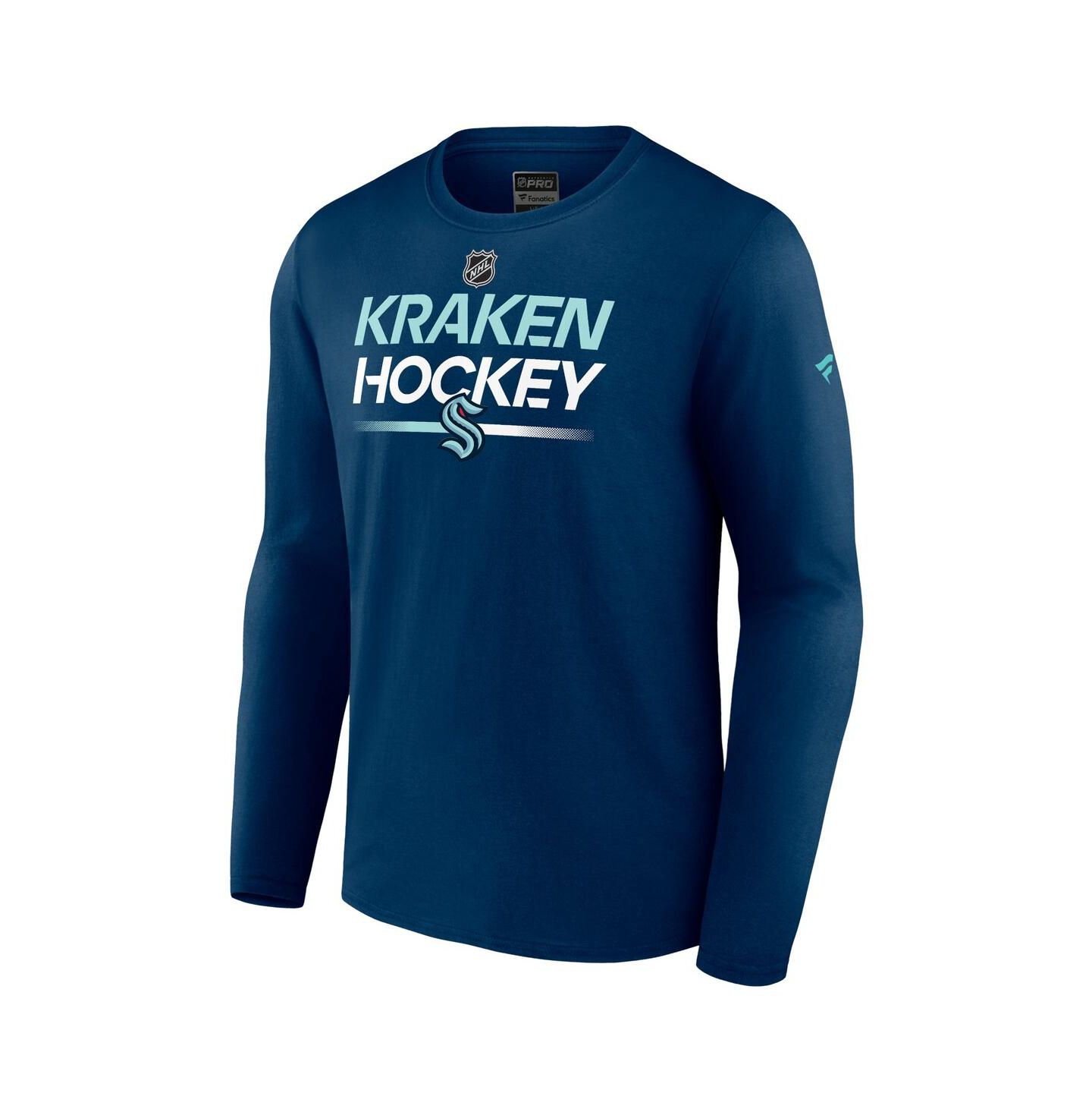 Мужская футболка Fanatics Navy Seattle Kraken Authentic Pro Primary Long Sleeve — фото 3