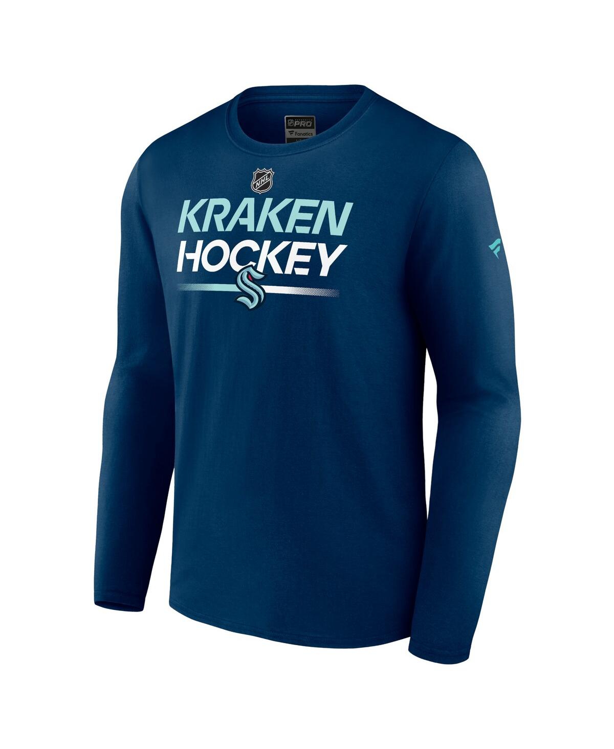 Men's FanaticsSeattle Kraken Authentic Pro Primary Long Sleeve T-shirt - Navy