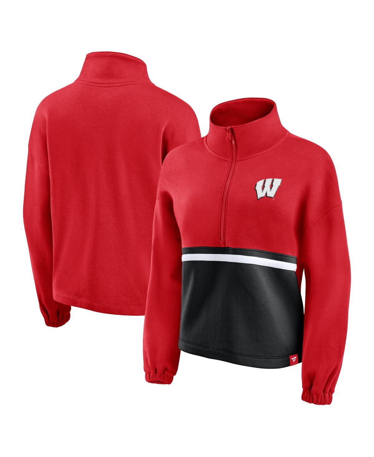 Women's Fanatics Red Wisconsin Badgers Fleece Half-Zip Jacket - Red