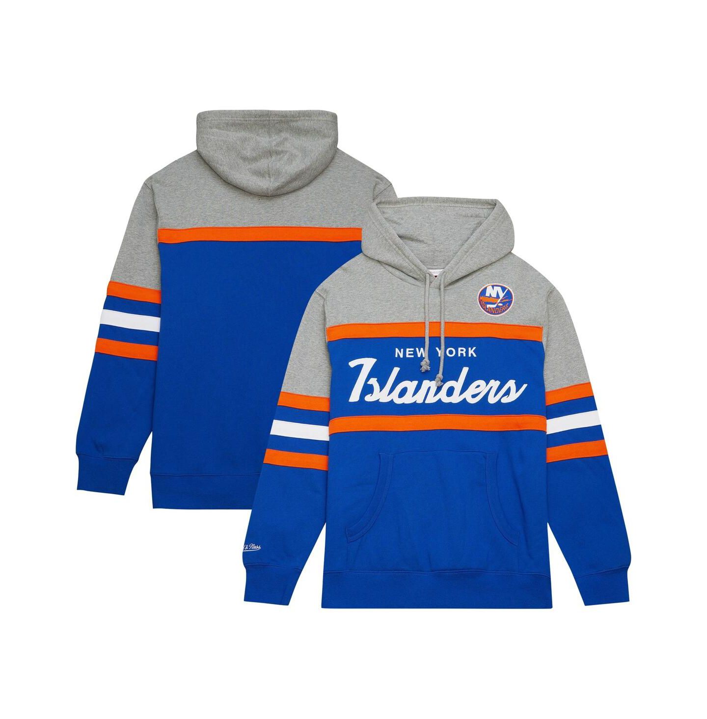 Мужское худи Mitchell & Ness Royal, Gray New York Islanders Head Coach Pullover — фото 1