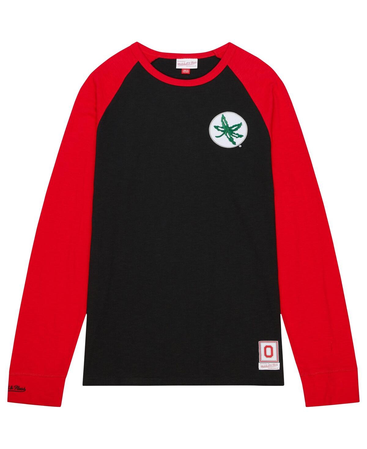 Men's Mitchell & NessOhio State Buckeyes Legendary Slub Raglan Long Sleeve T-shirt - Black