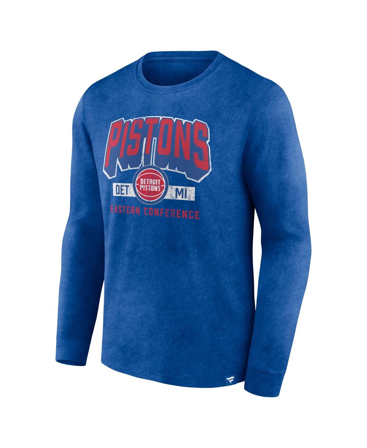 Men's FanaticsDistressed Detroit Pistons Front Court Press Snow Wash Long Sleeve T-shirt - Heather Royal