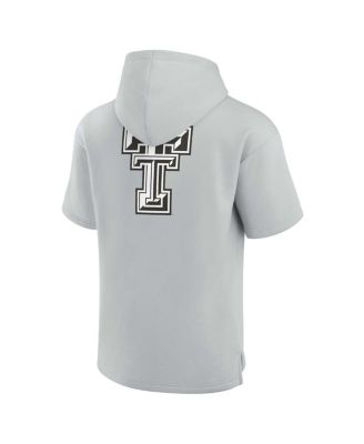Men's and Women's Gray Texas Tech Red Raiders Super Soft Fleece Short Sleeve Pullover Hoodie