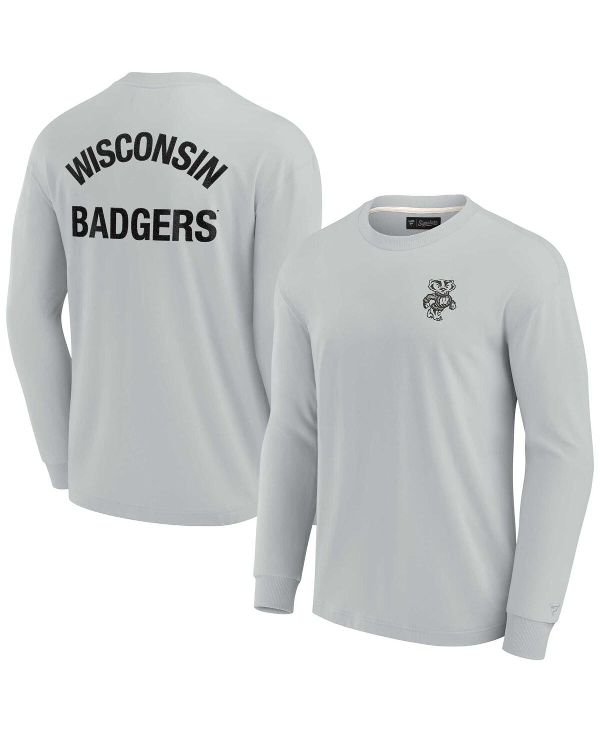 Men's and Women's Fanatics Signature Gray Wisconsin Badgers Super Soft Long Sleeve T-shirt - Gray