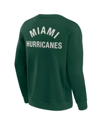 Men's and Women's Green Miami Hurricanes Super Soft Pullover Crew Sweatshirt