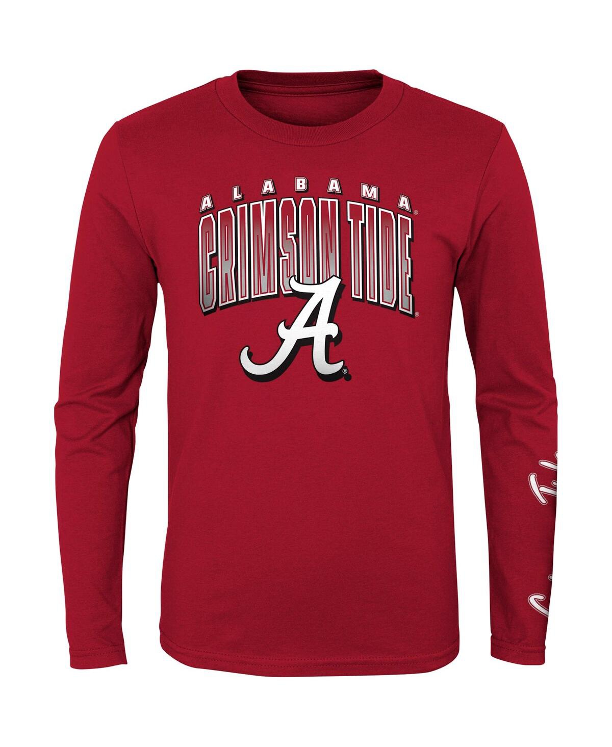 Preschool Boys and Girls Heather Gray Alabama Crimson Tide Fan Wave Short and Long Sleeve T-shirt Combo Pack - Heather Gray