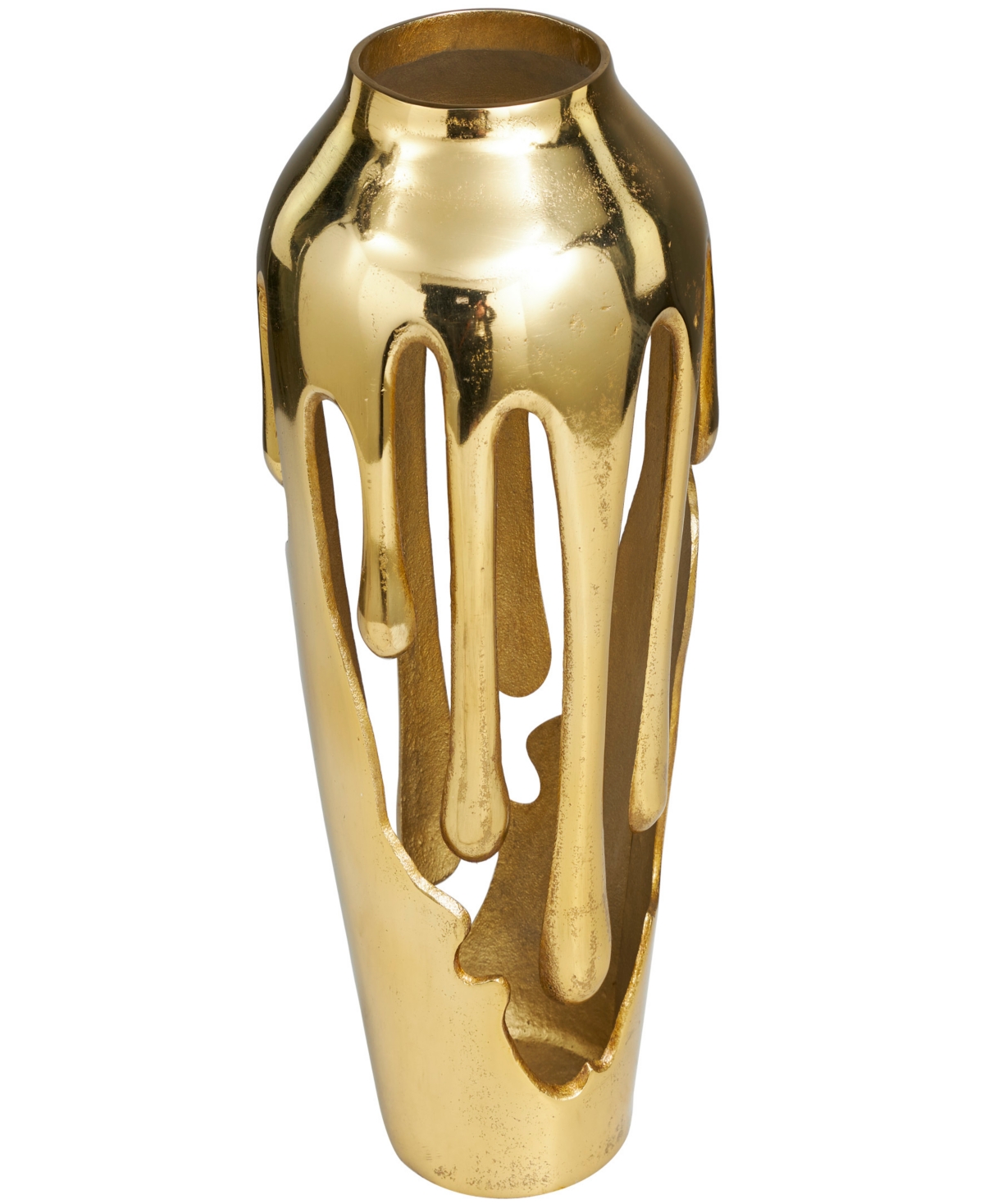 Rosemary Lane Aluminum Drip Vase With Melting Designed Body, 7" X 7" X 15" In Gold