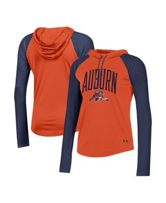 Women s Under Armour Orange Auburn Tigers Gameday Mesh Performance Raglan Hooded Long Sleeve T shirt Macy s