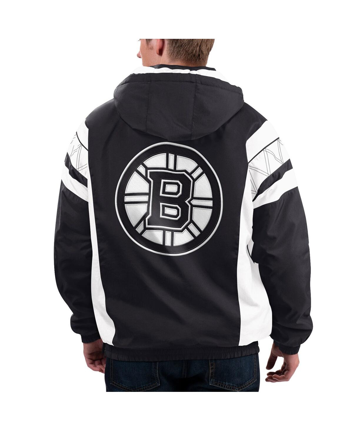 Men's Starter x NhlIce Black, White Boston Bruins Home Team Half-Zip Pullover Hoodie Jacket - Black, White