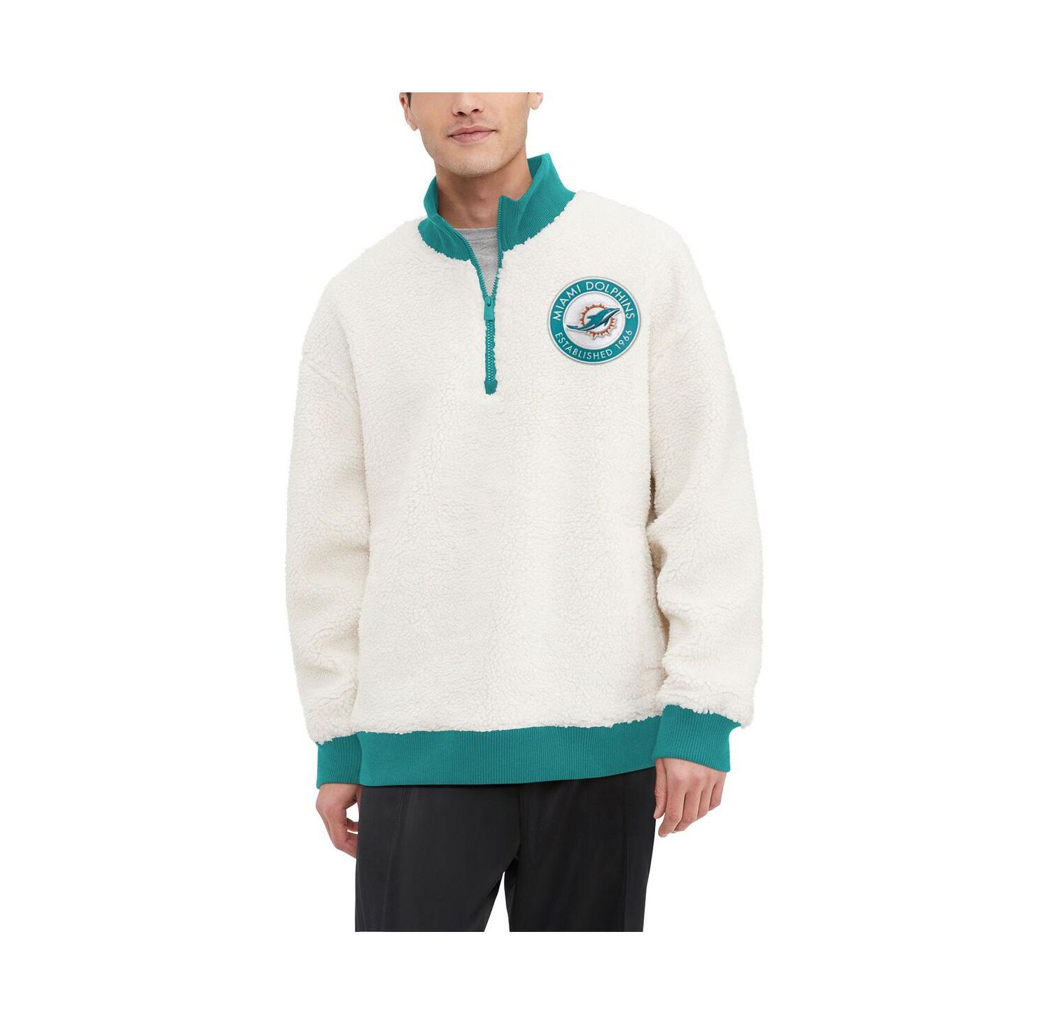 Men's Cream Miami Dolphins Jordan Sherpa Quarter-Zip Sweatshirt