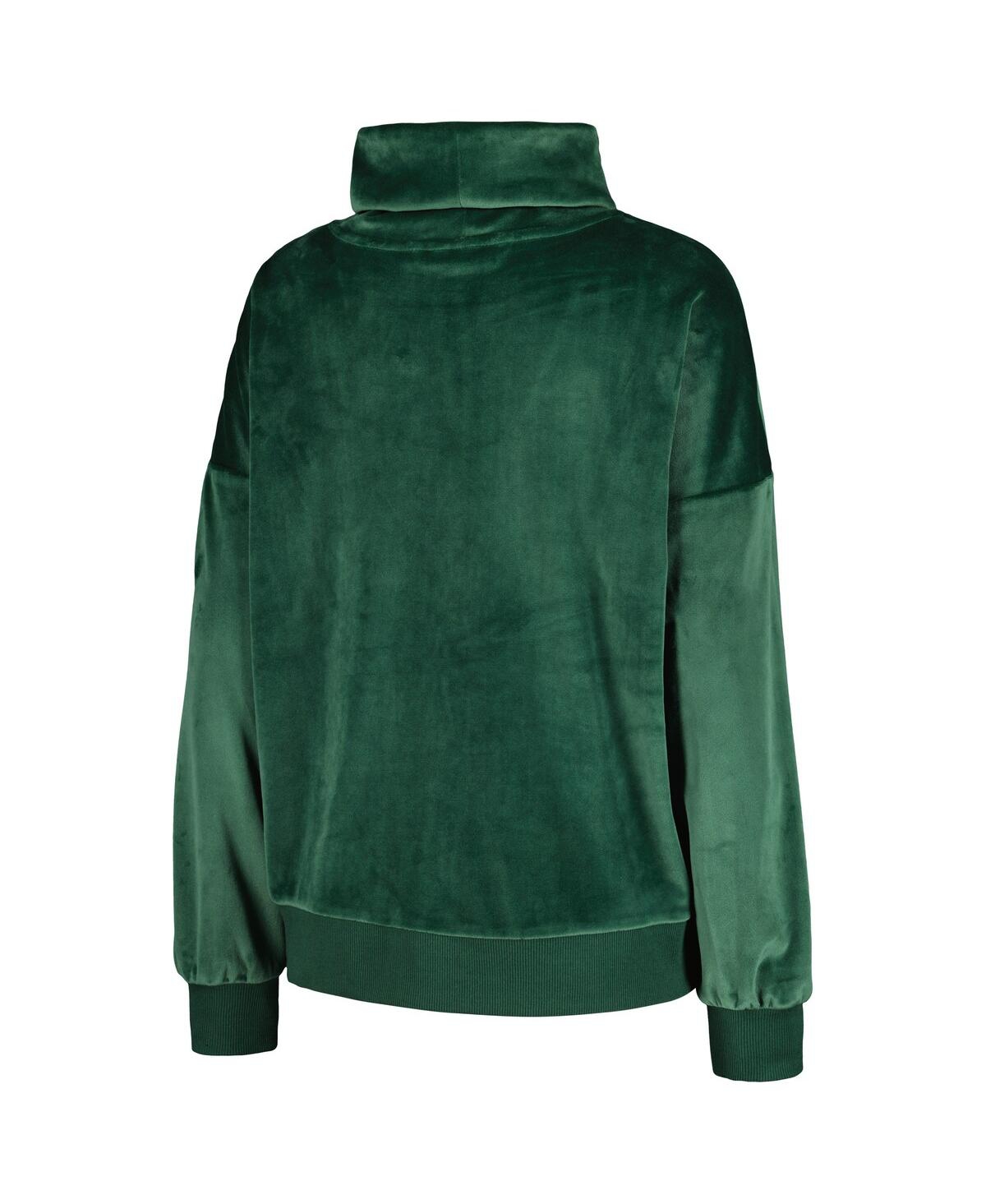 Shop Dkny Women's  Sport Green Green Bay Packers Deliliah Rhinestone Funnel Neck Pullover Sweatshirt