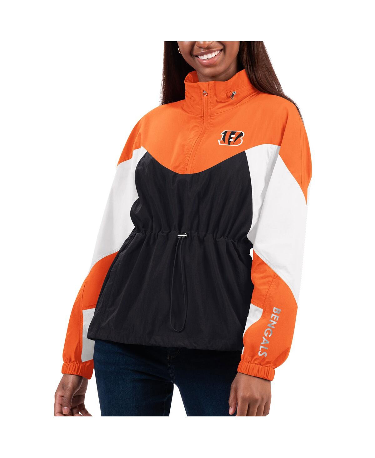 G-iii 4her By Carl Banks Women's  Black, Orange Cincinnati Bengals Tie Breaker Lightweight Quarter-zi In Black,orange