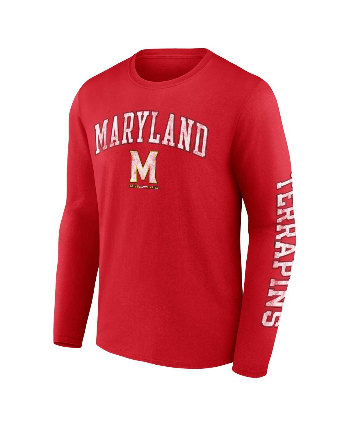 Men's FanaticsMaryland Terrapins Distressed Arch Over Logo Long Sleeve T-shirt - Red