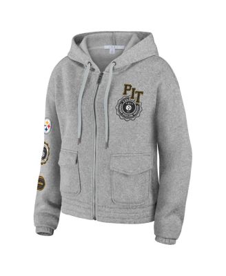 Women's Heather Gray Pittsburgh Steelers Full-Zip Hoodie