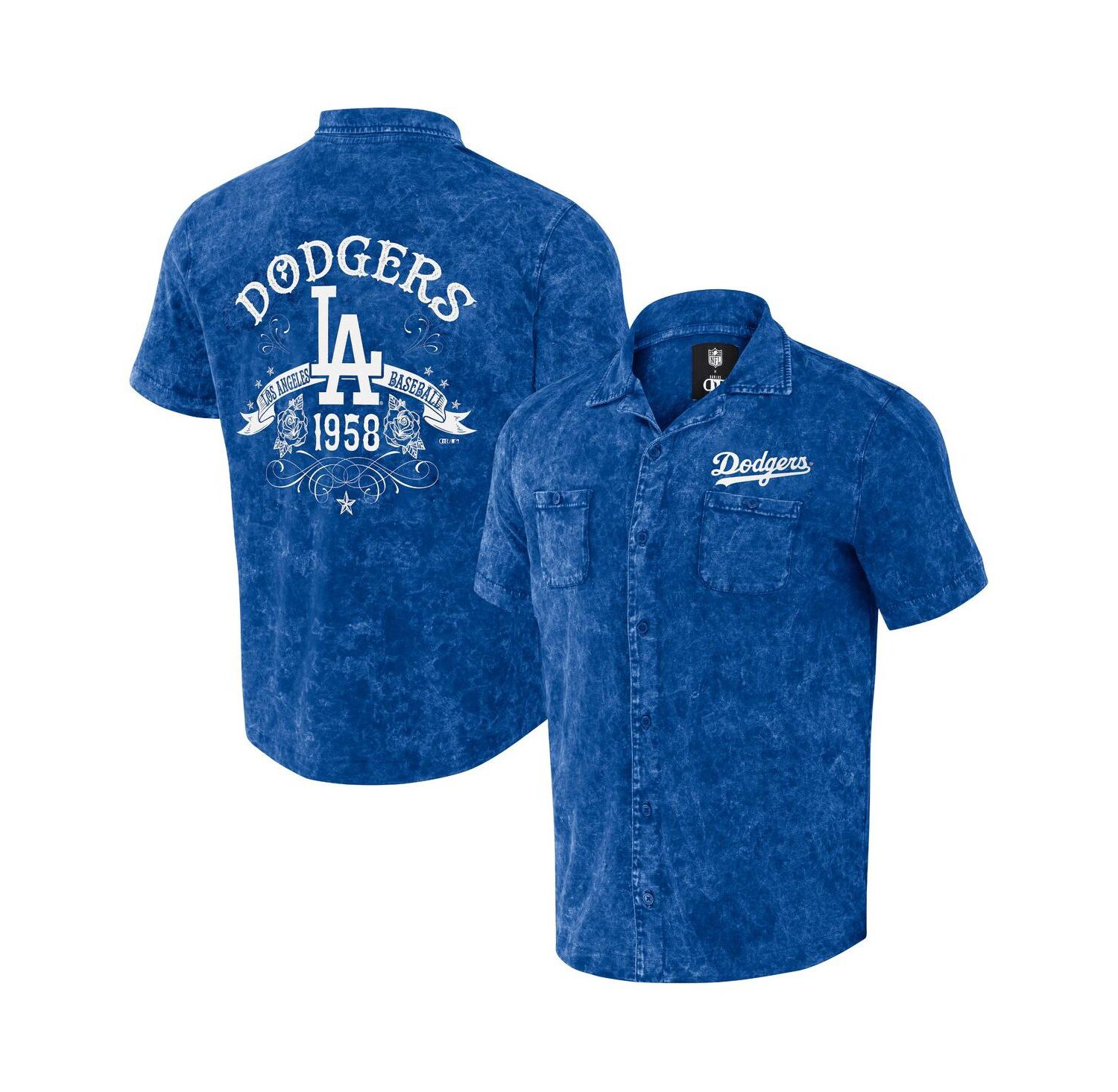 Men's Darius Rucker Collection by Royal Distressed Los Angeles Dodgers Denim Team Color Button-Up Shirt