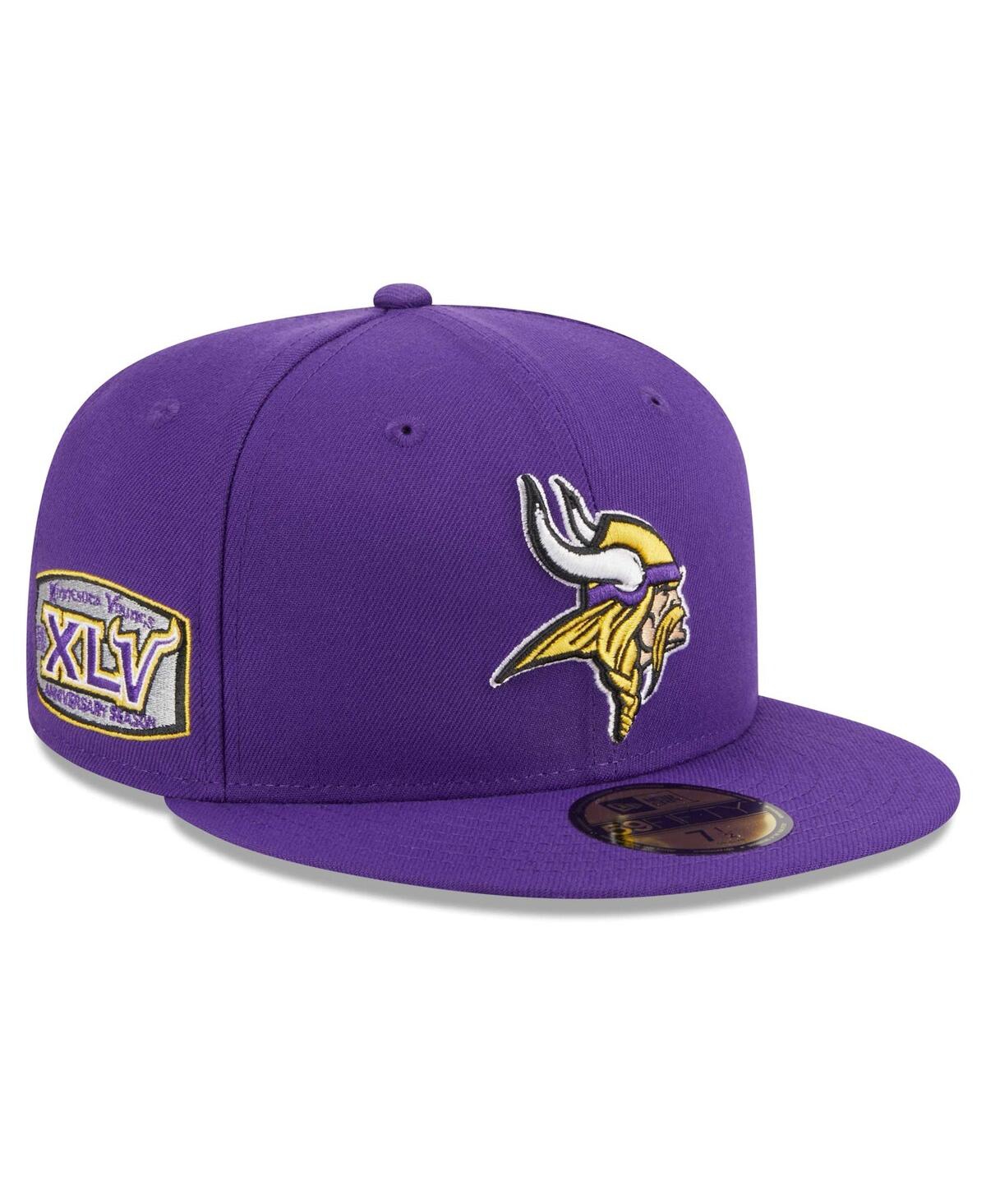 New Era Men's  Purple Minnesota Vikings Main Patch 59fifty Fitted Hat