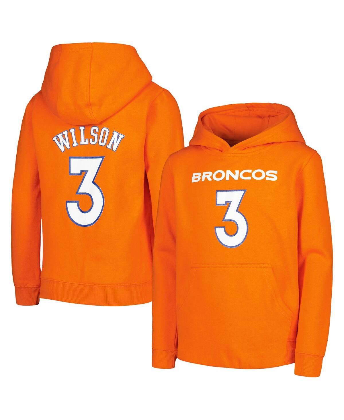 Shop Outerstuff Big Boys Russell Wilson Orange Denver Broncos Mainliner Player Name And Number Pullover Hoodie