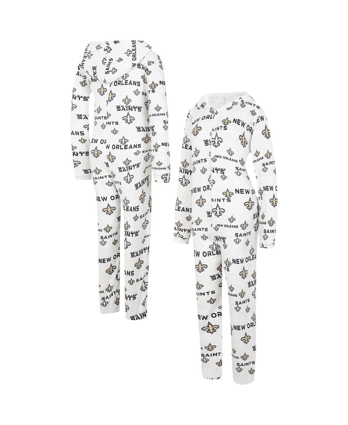 Women's Concepts Sport Cream New Orleans Saints Docket Hoodie Full-Zip Union Suit - Cream