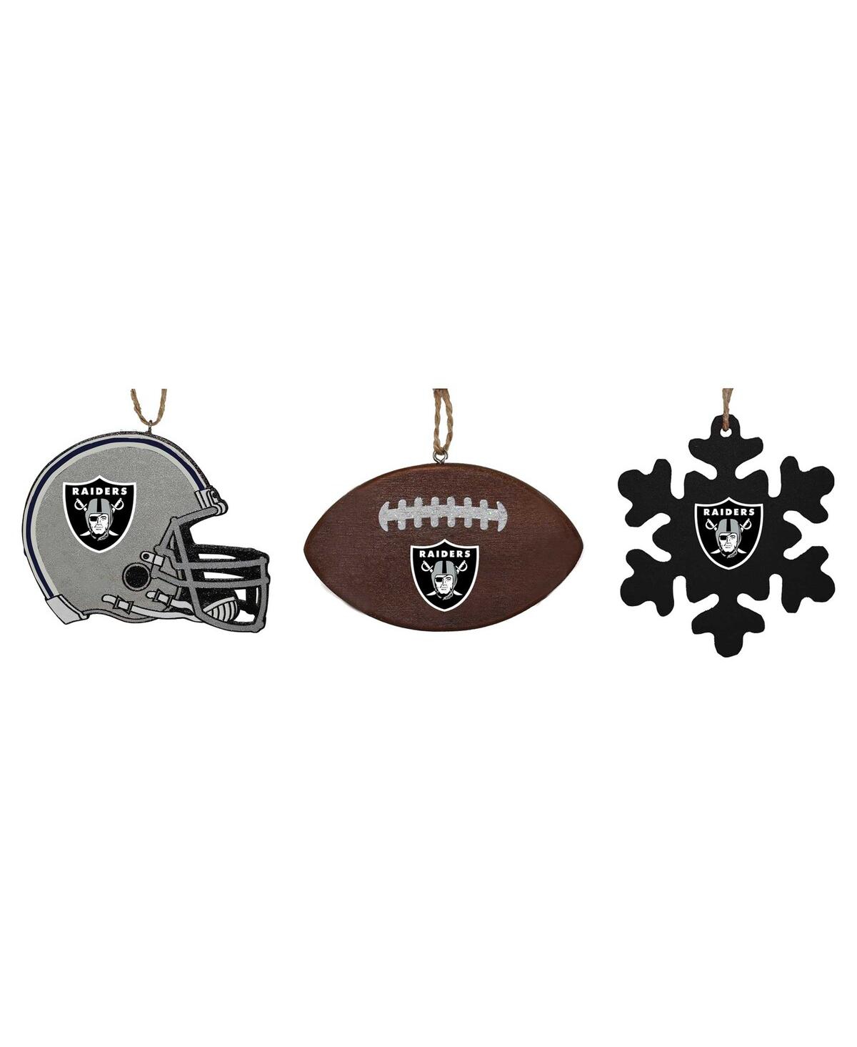 Memory Company The  Las Vegas Raiders Three-pack Helmet, Football And Snowflake Ornament Set In Multi