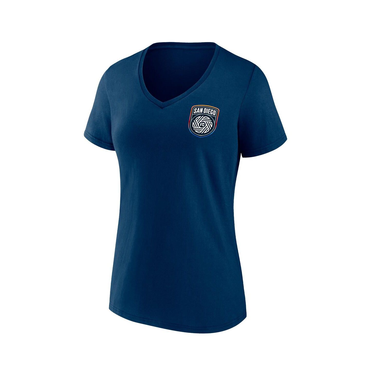 Женская футболка Fanatics Navy San Diego FC Primary Logo V-Neck — фото 3