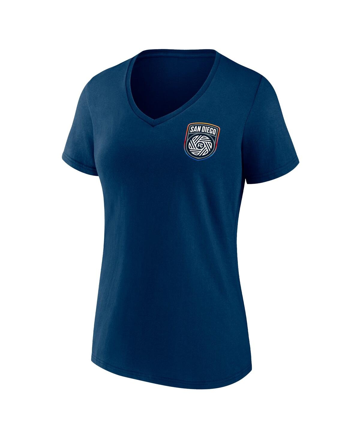 Women's FanaticsSan Diego Fc Primary Logo V-Neck T-shirt - Navy