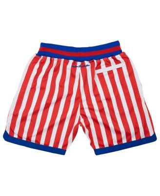 Men's Red, White Harlem Globetrotters Triple Double Shorts
