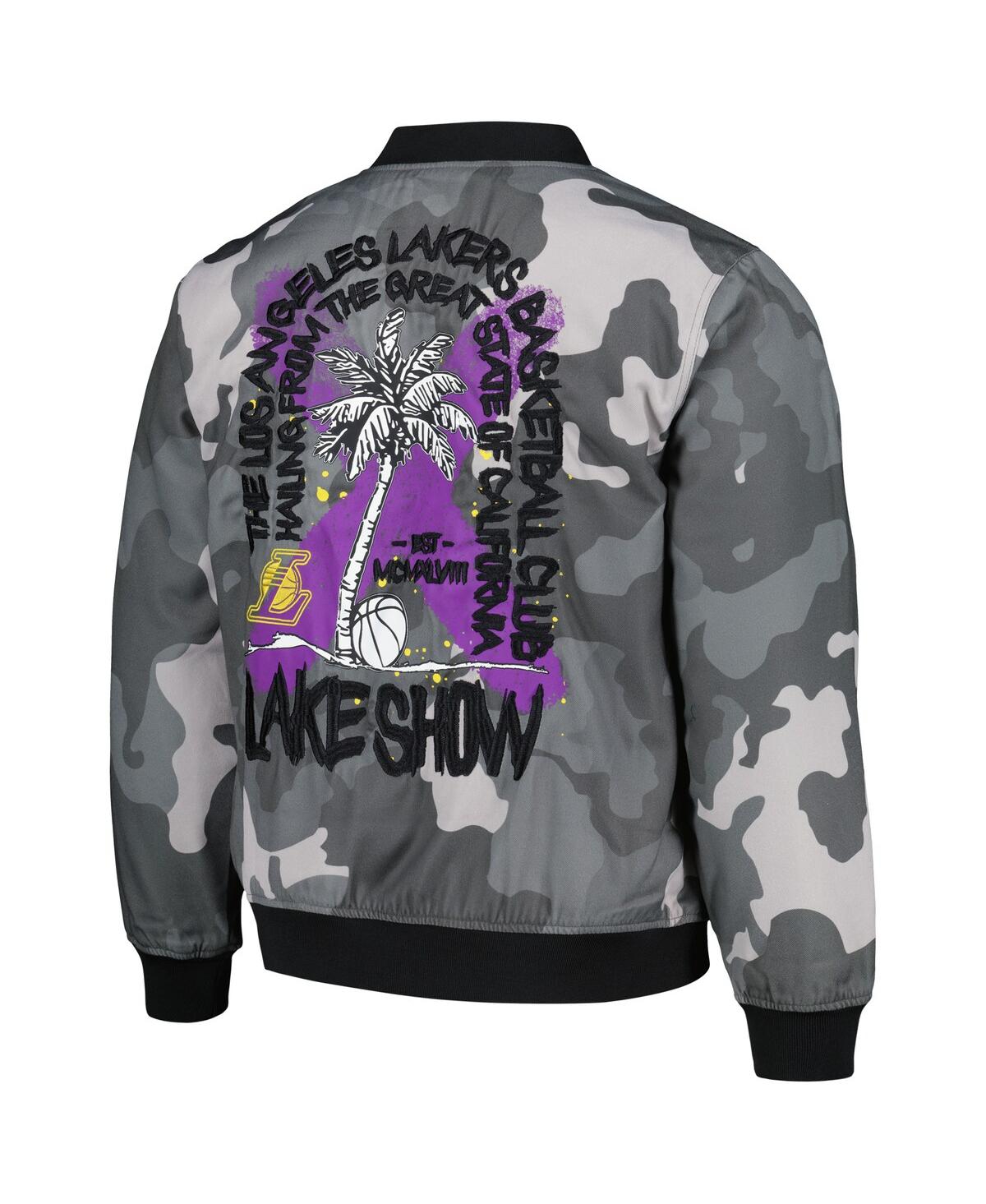 Men's and Women's The Wild CollectiveLos Angeles Lakers 2023/24 City Edition Camo Bomber Full-Zip Jacket - Gray