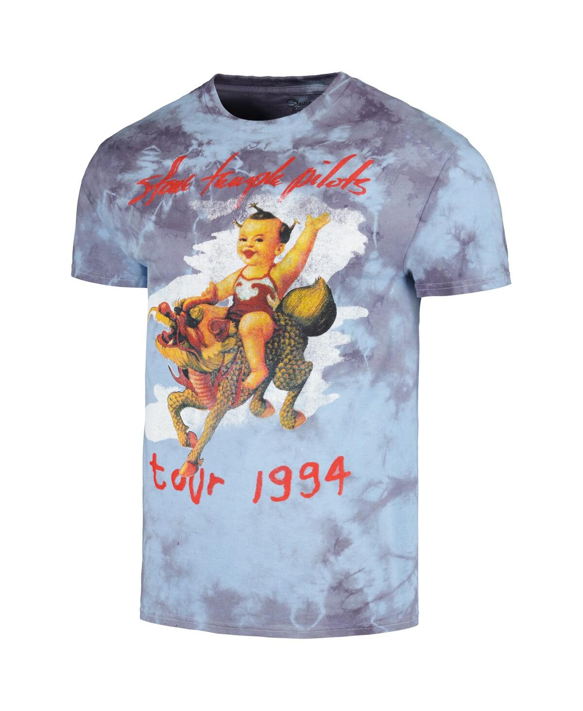 Global Merch Men's Light Blue Distressed Stone Temple Pilots 1994 Tour Crystal Wash T-shirt In Light Blue