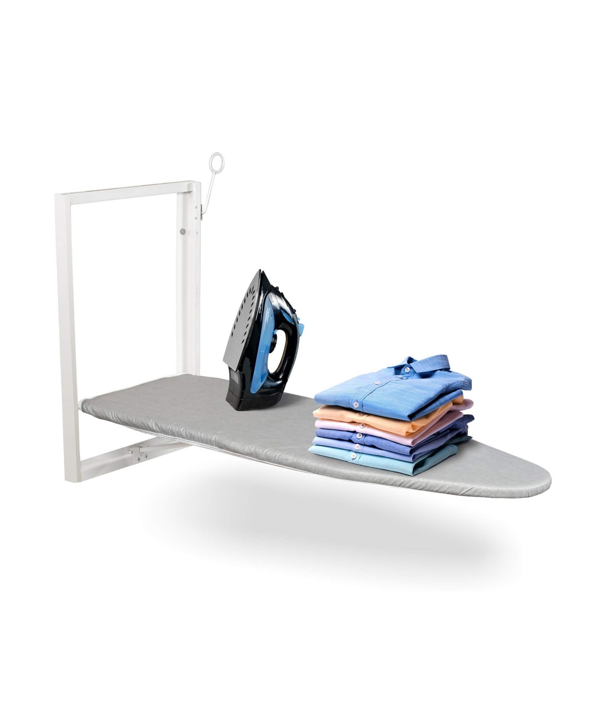 Foldable Ironing Board, Wall Mount Iron Board w/Removable Cover - Blue/white