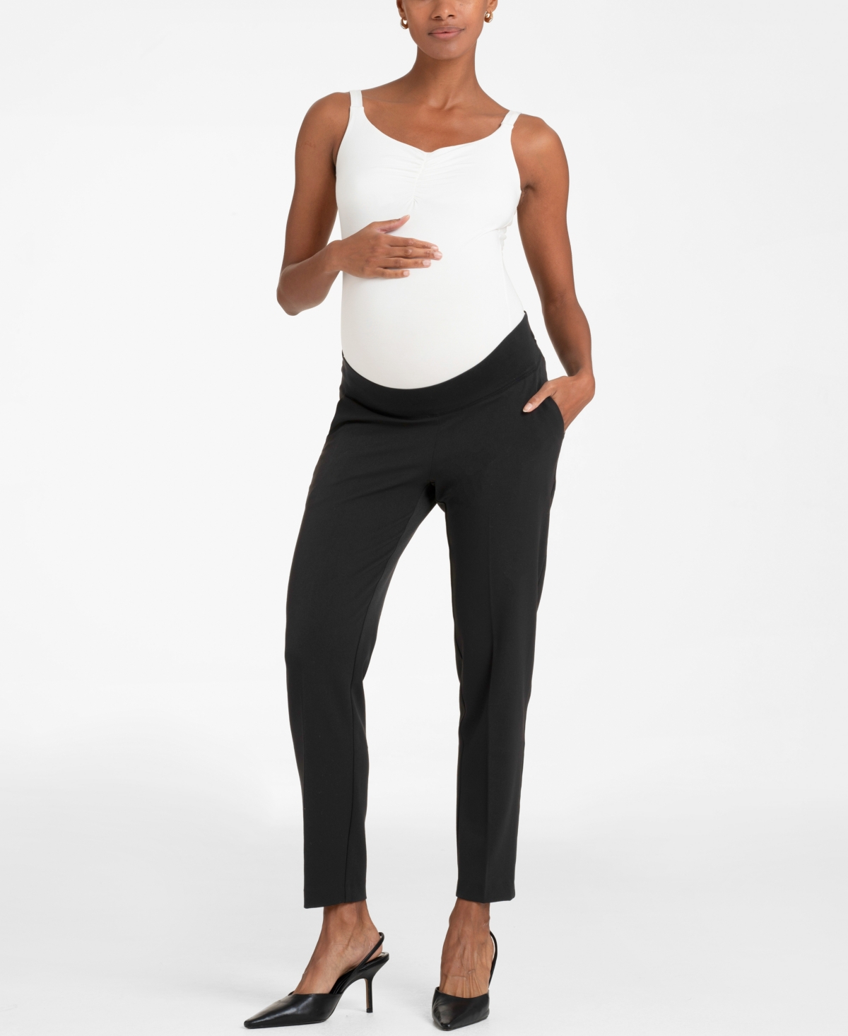 Shop Seraphine Women's Maternity Tapered Under Bump Maternity Pants In Black