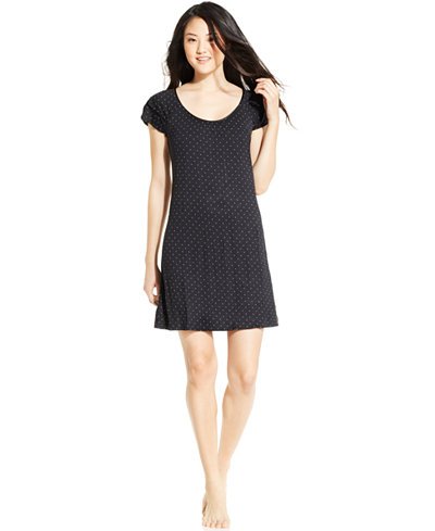 Alfani Flutter Sleeve Pindot Short Nightgown, Only at Macy's
