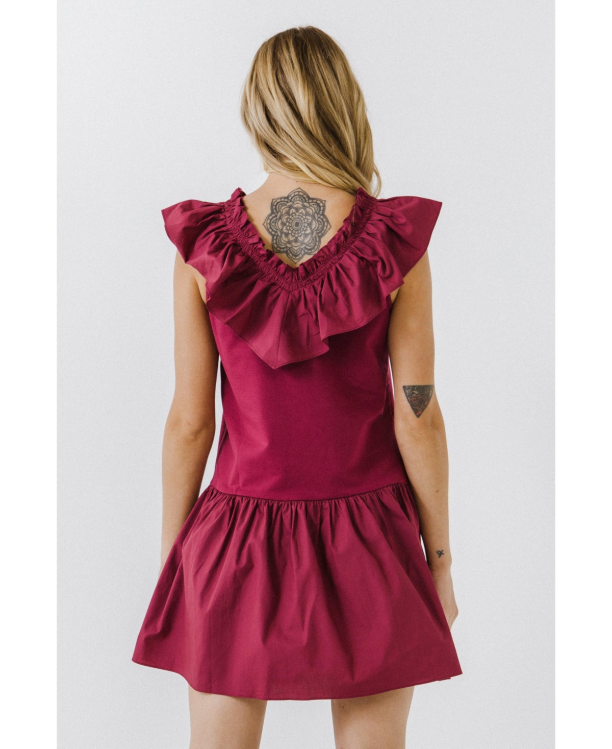 Women's Mixed Media Ruffle Detail Dress