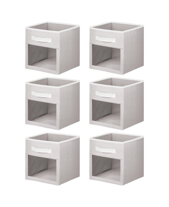 mDesign Fabric Nursery Cube with Front Window/Handle Storage Bins , 6