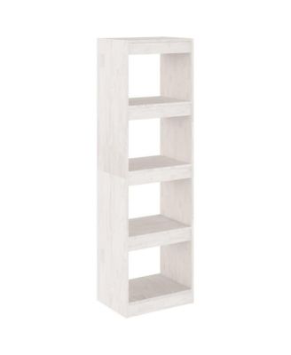 Book Cabinet Room Divider White 15.7"x11.8"x53.3" Solid Wood Pine