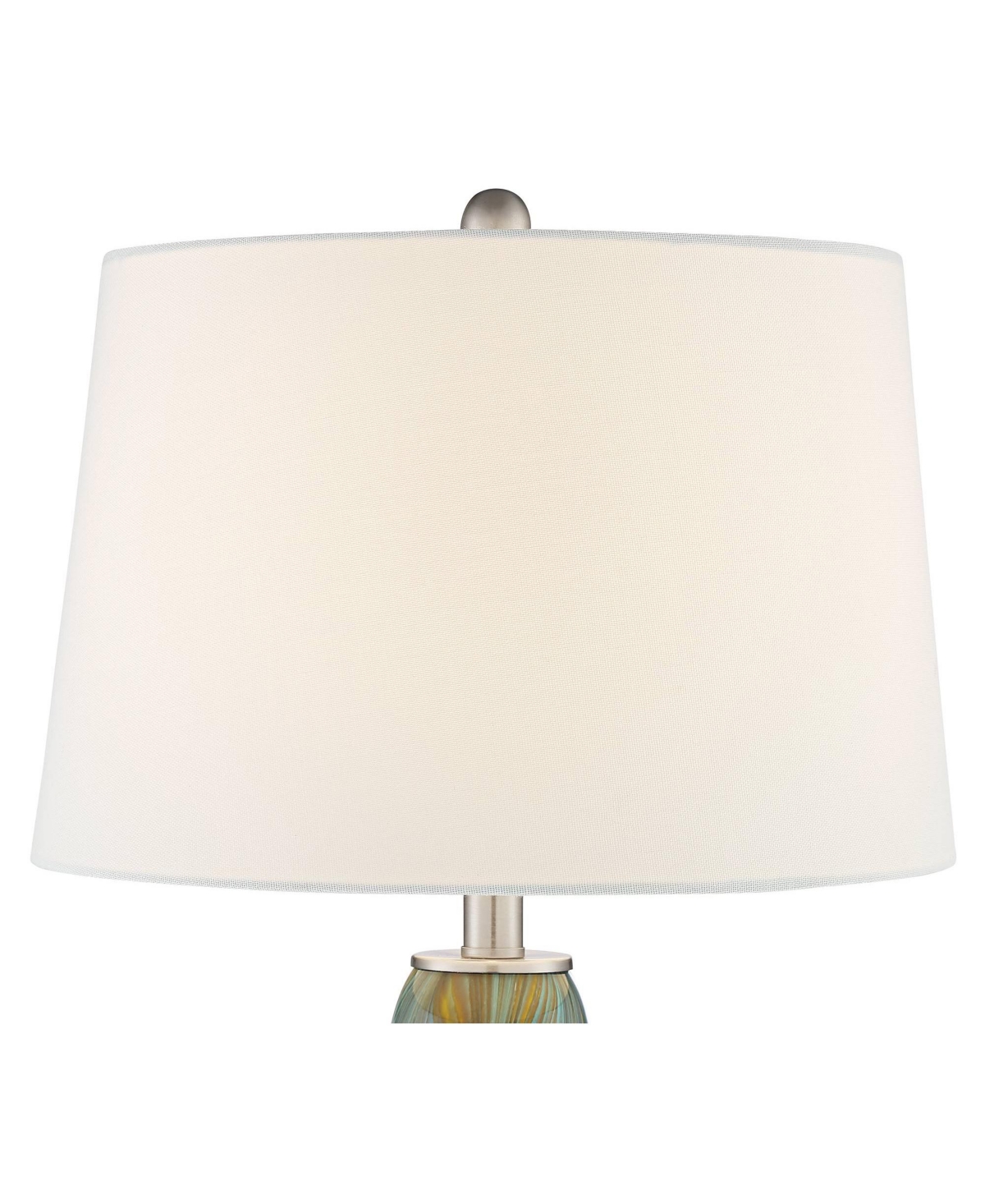 Azure Modern Table Lamps 29.5" Tall Set of 2 Handcrafted Blue Brown Art Glass White Fabric Drum Shade Decor for Living Room Bedroom House Bedside Nigh