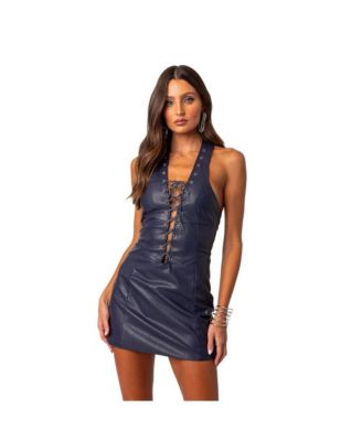 Women's Fiia lace up faux leather mini dress - Macy's