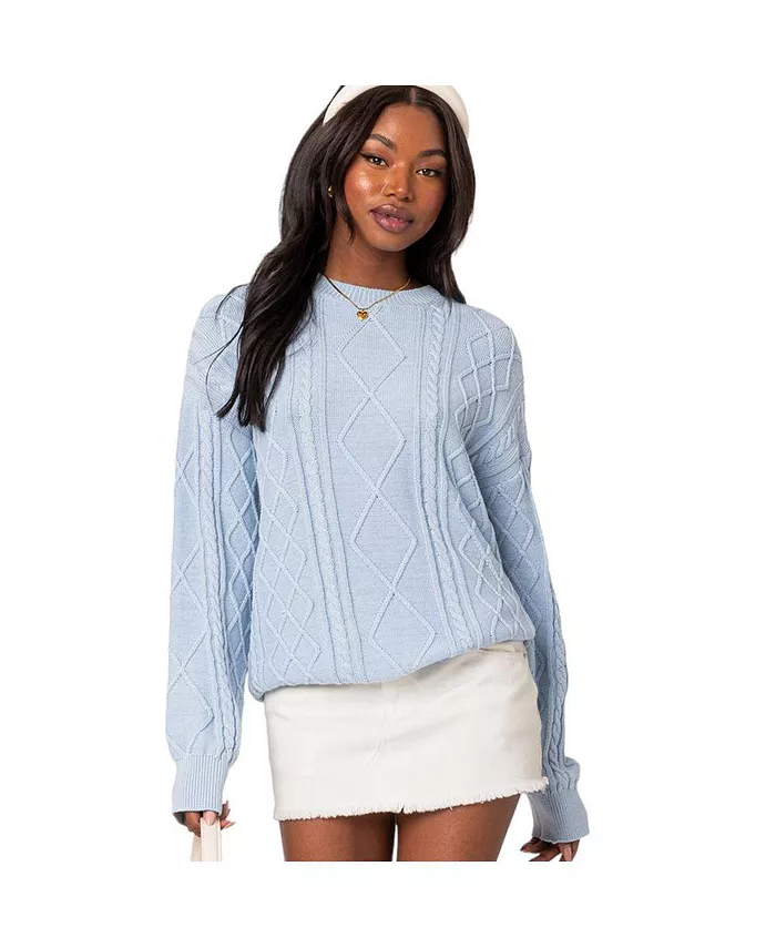 Women's Jessy Cable Knit Oversized Sweater - thumbnail 6