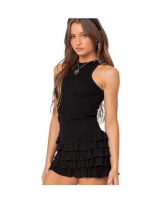 edikted margot ruffle hem ribbed mini dress Women's Margot Ruffle Hem Ribbed Mini Dress