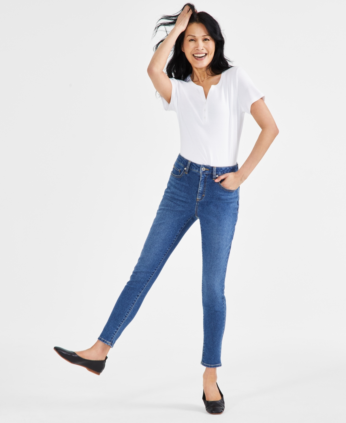 Shop Style & Co Petite Mid-rise Curvy Skinny Jeans, Created For Macy's In Kato